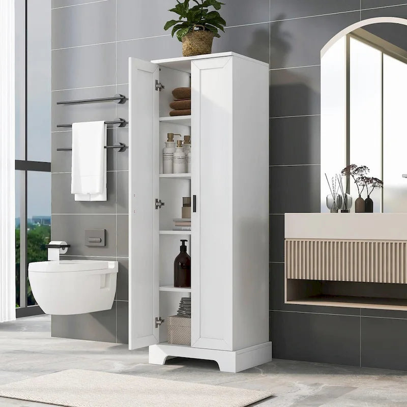 Versatile Two-Door Storage Cabinet with Adjustable Shelves, Black