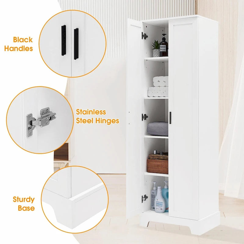 Versatile Two-Door Storage Cabinet with Adjustable Shelves, Black