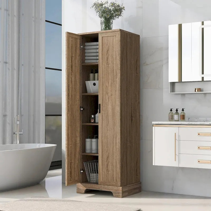 Versatile Two-Door Storage Cabinet with Adjustable Shelves, Black