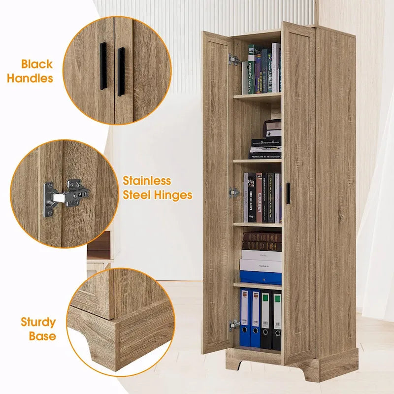 Versatile Two-Door Storage Cabinet with Adjustable Shelves, Black