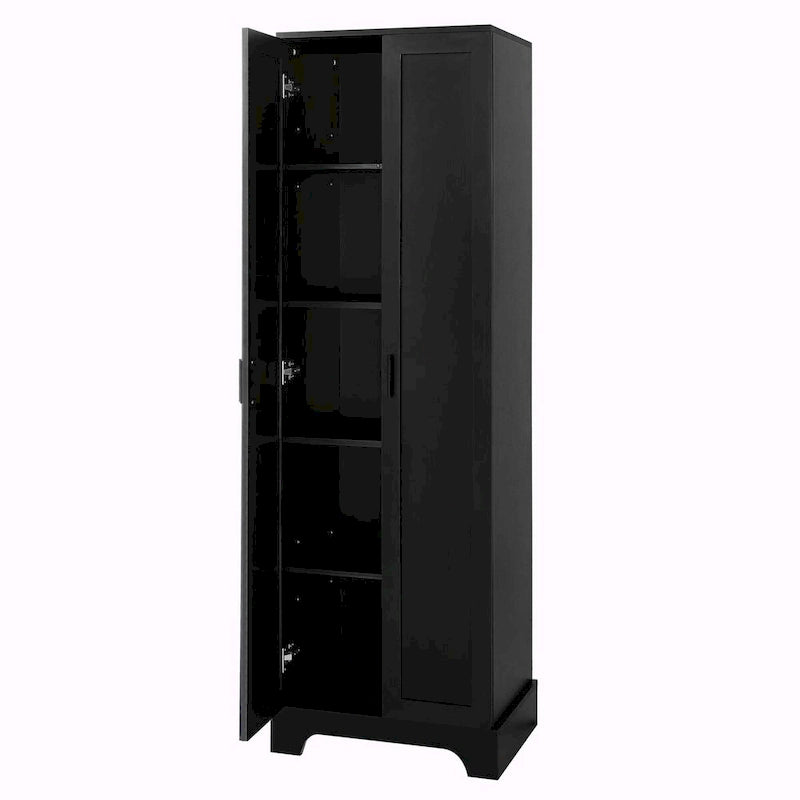 Versatile Two-Door Storage Cabinet with Adjustable Shelves, Black