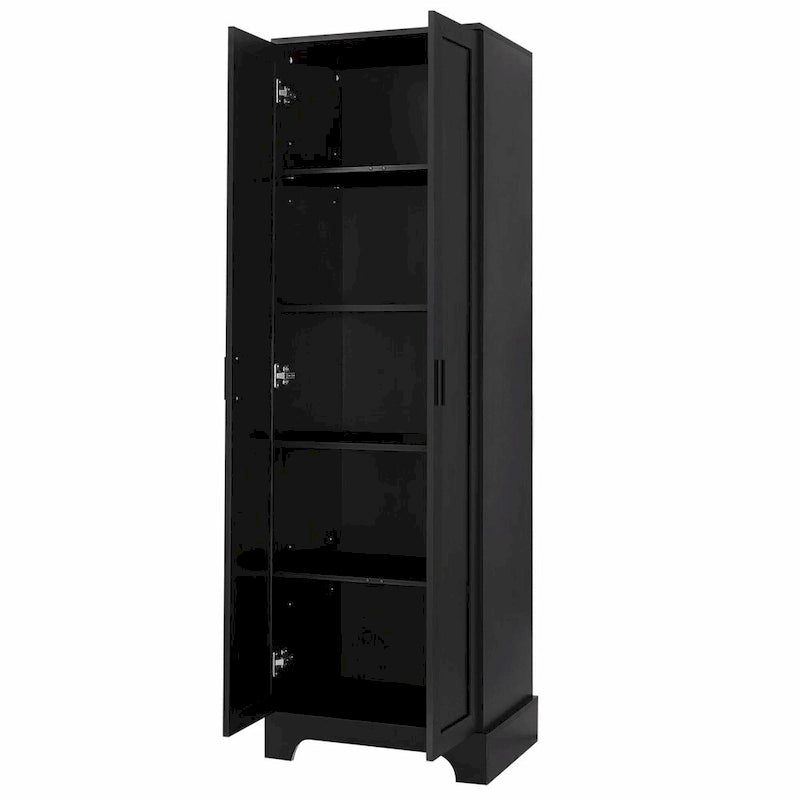 Versatile Two-Door Storage Cabinet with Adjustable Shelves, Black