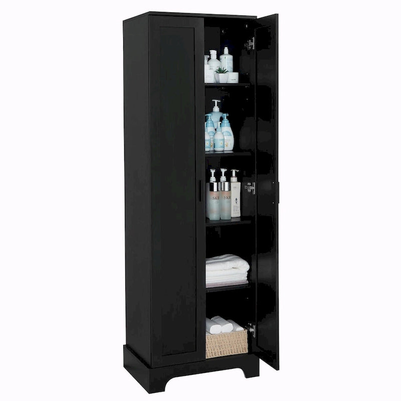Versatile Two-Door Storage Cabinet with Adjustable Shelves, Black