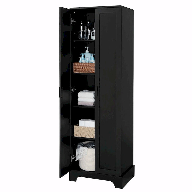 Versatile Two-Door Storage Cabinet with Adjustable Shelves, Black