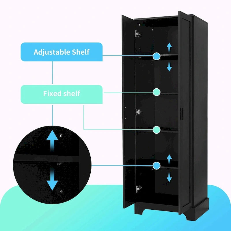 Versatile Two-Door Storage Cabinet with Adjustable Shelves, Black