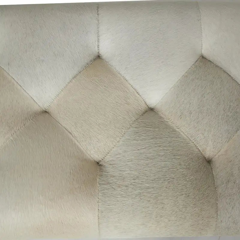 Tufted Leather Upholstered Accent Bench with Silver X-Base, Light Grey / Grey